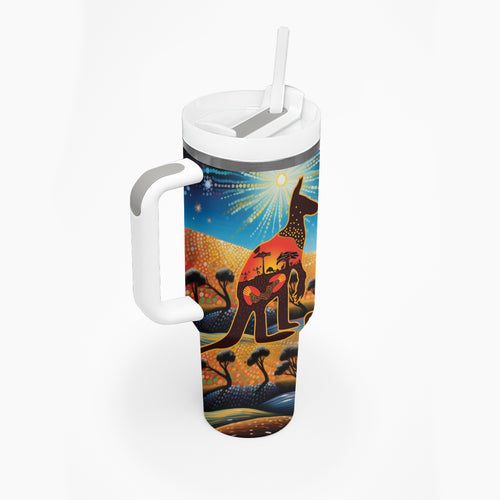 Aboriginal Dots Stary Sky With Kangaroo Tumbler With Handle