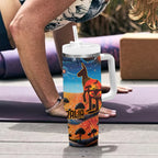 Aboriginal Dots Stary Sky With Kangaroo Tumbler With Handle