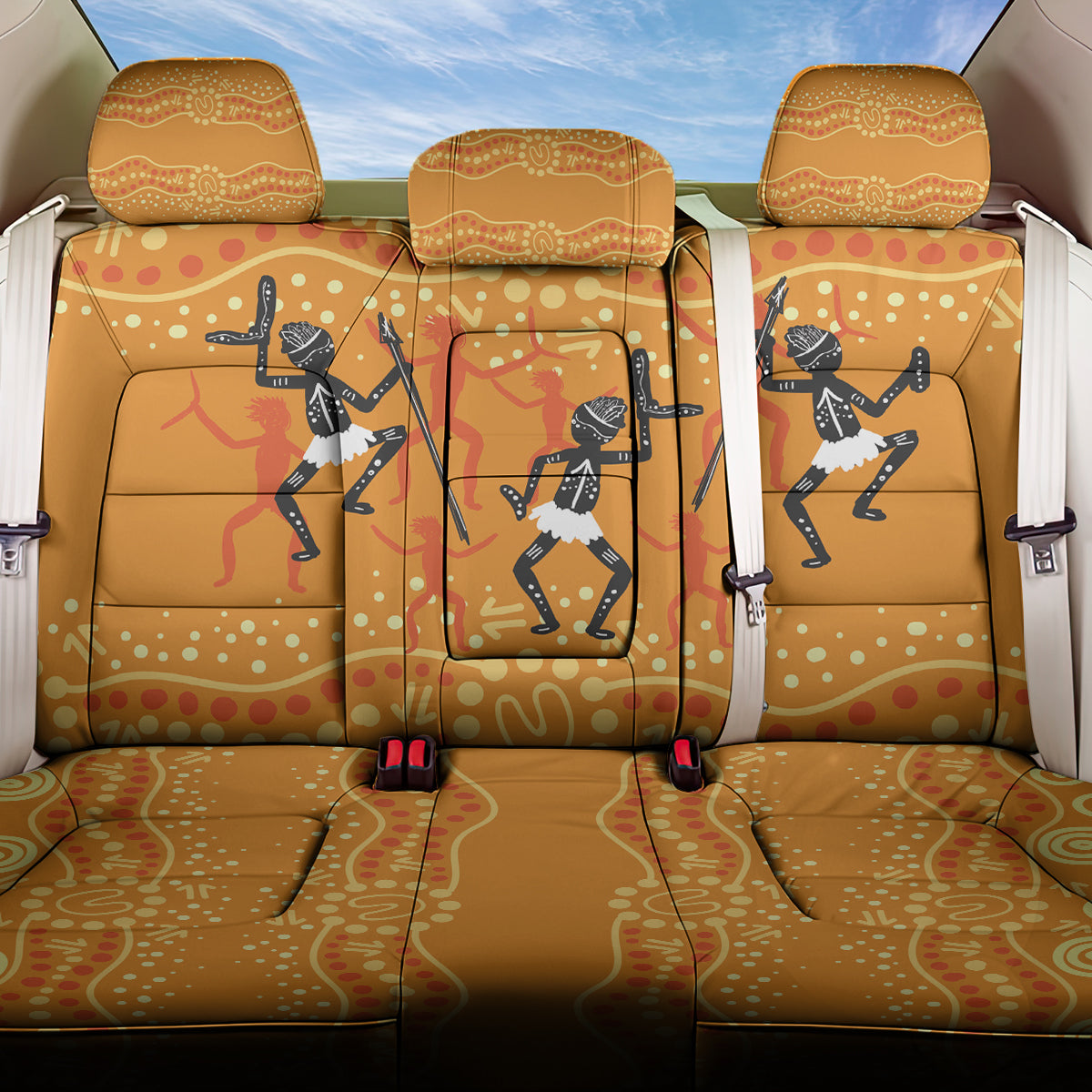 Aboriginal People Dancing Dot Styles Back Car Seat Cover