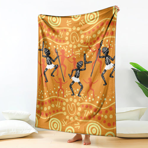 Aboriginal People Dancing Dot Styles Blanket