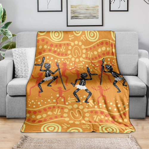 Aboriginal People Dancing Dot Styles Blanket