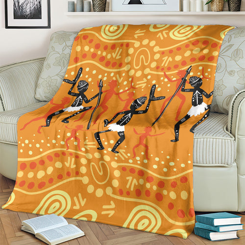 Aboriginal People Dancing Dot Styles Blanket
