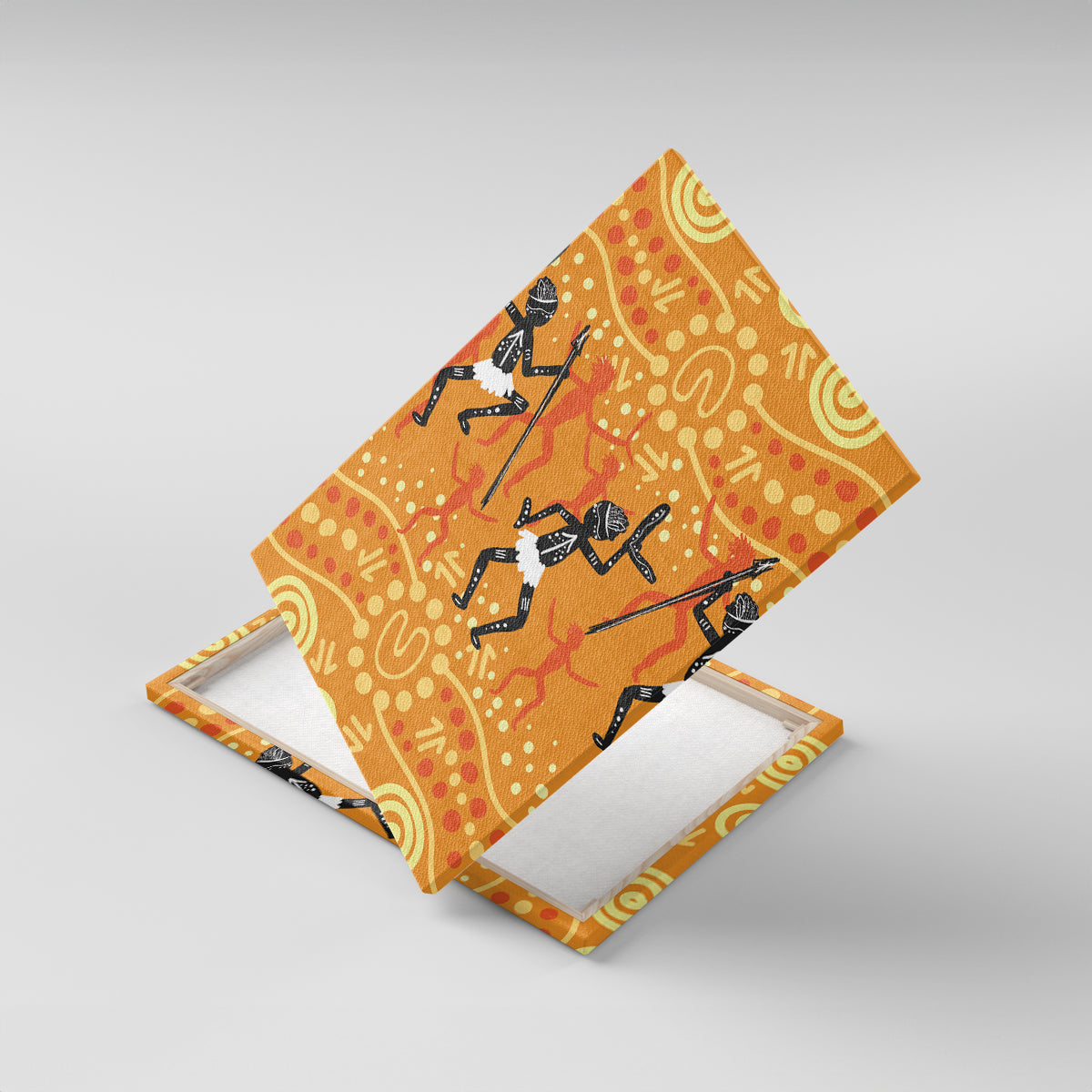 Aboriginal People Dancing Dot Styles Canvas Wall Art