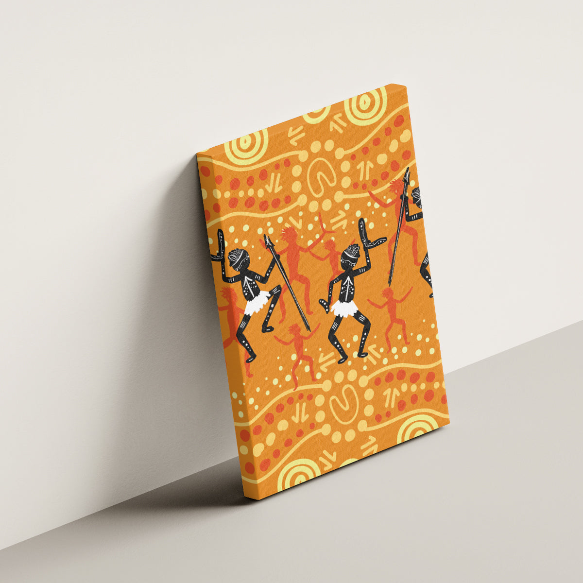 Aboriginal People Dancing Dot Styles Canvas Wall Art