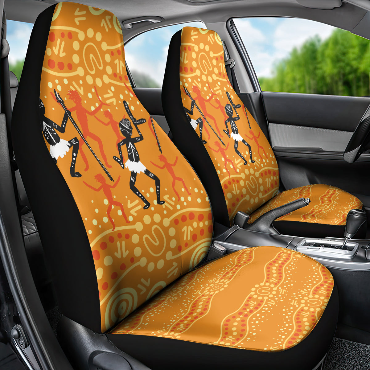 Aboriginal People Dancing Dot Styles Car Seat Cover