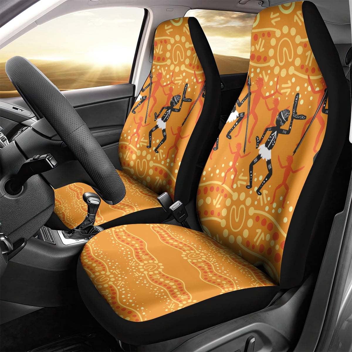 Aboriginal People Dancing Dot Styles Car Seat Cover