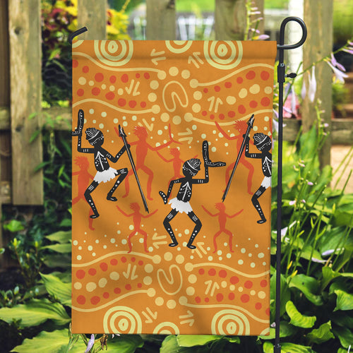 Aboriginal People Dancing Dot Styles Garden Flag