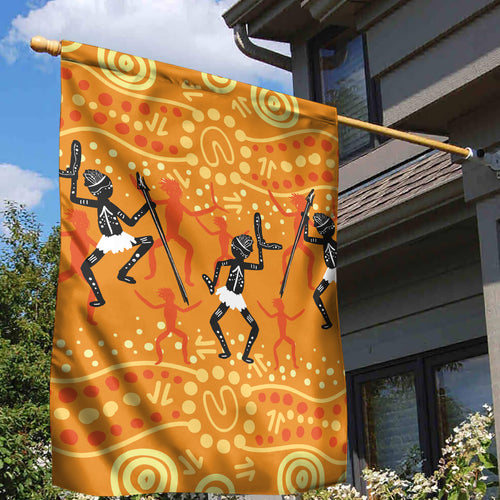 Aboriginal People Dancing Dot Styles Garden Flag