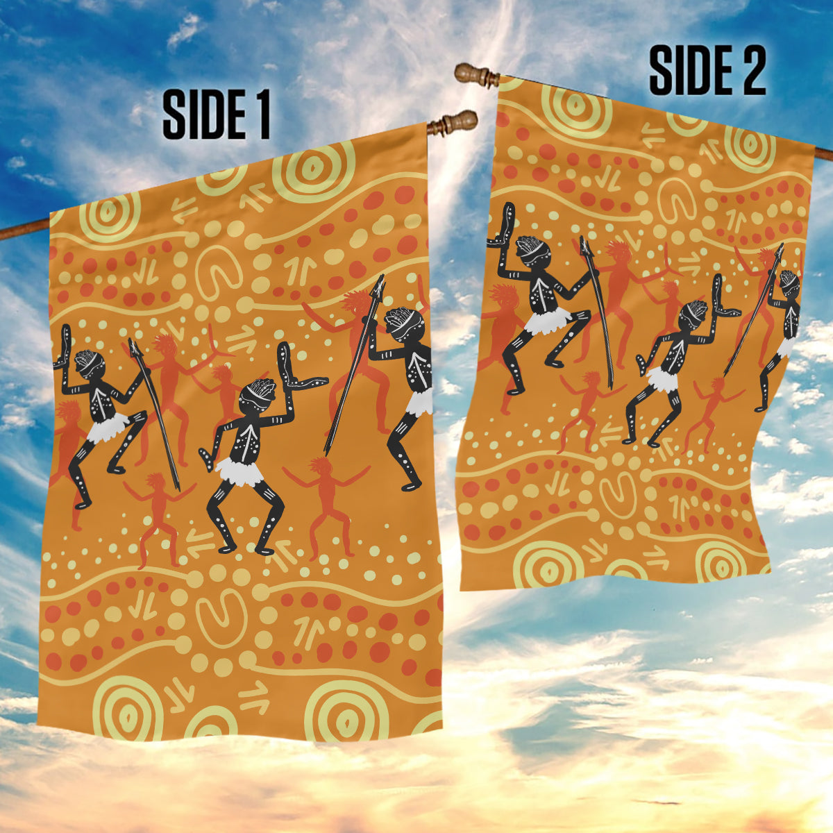 Aboriginal People Dancing Dot Styles Garden Flag