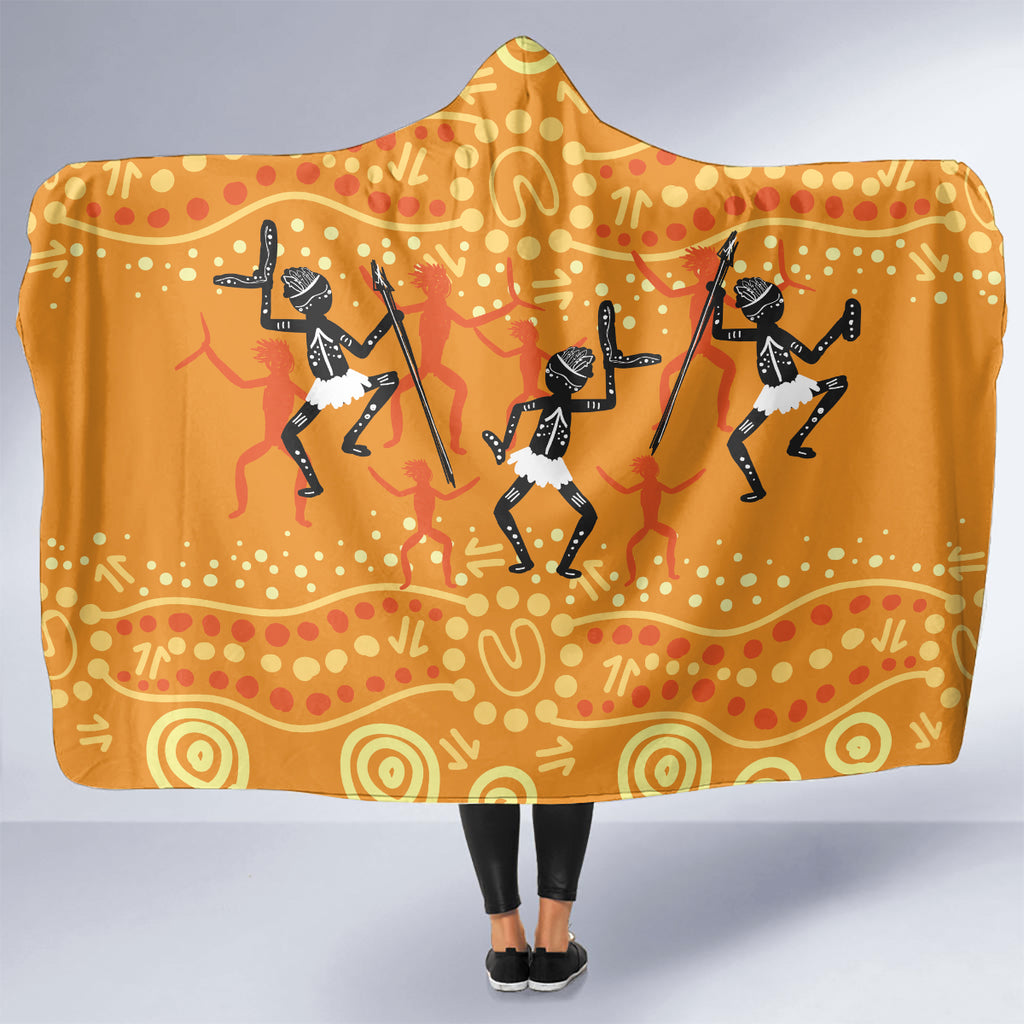 Aboriginal People Dancing Dot Styles Hooded Blanket