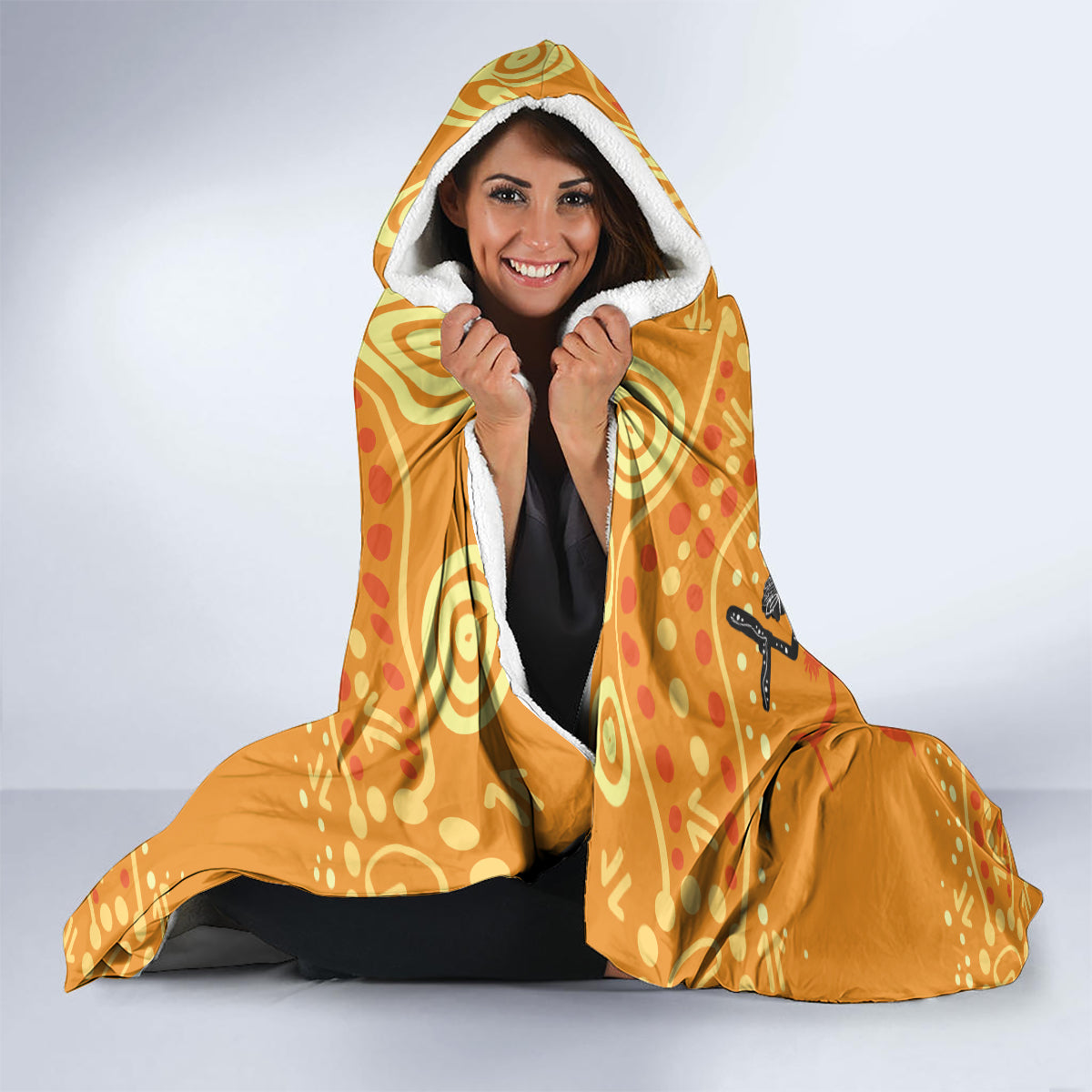 Aboriginal People Dancing Dot Styles Hooded Blanket