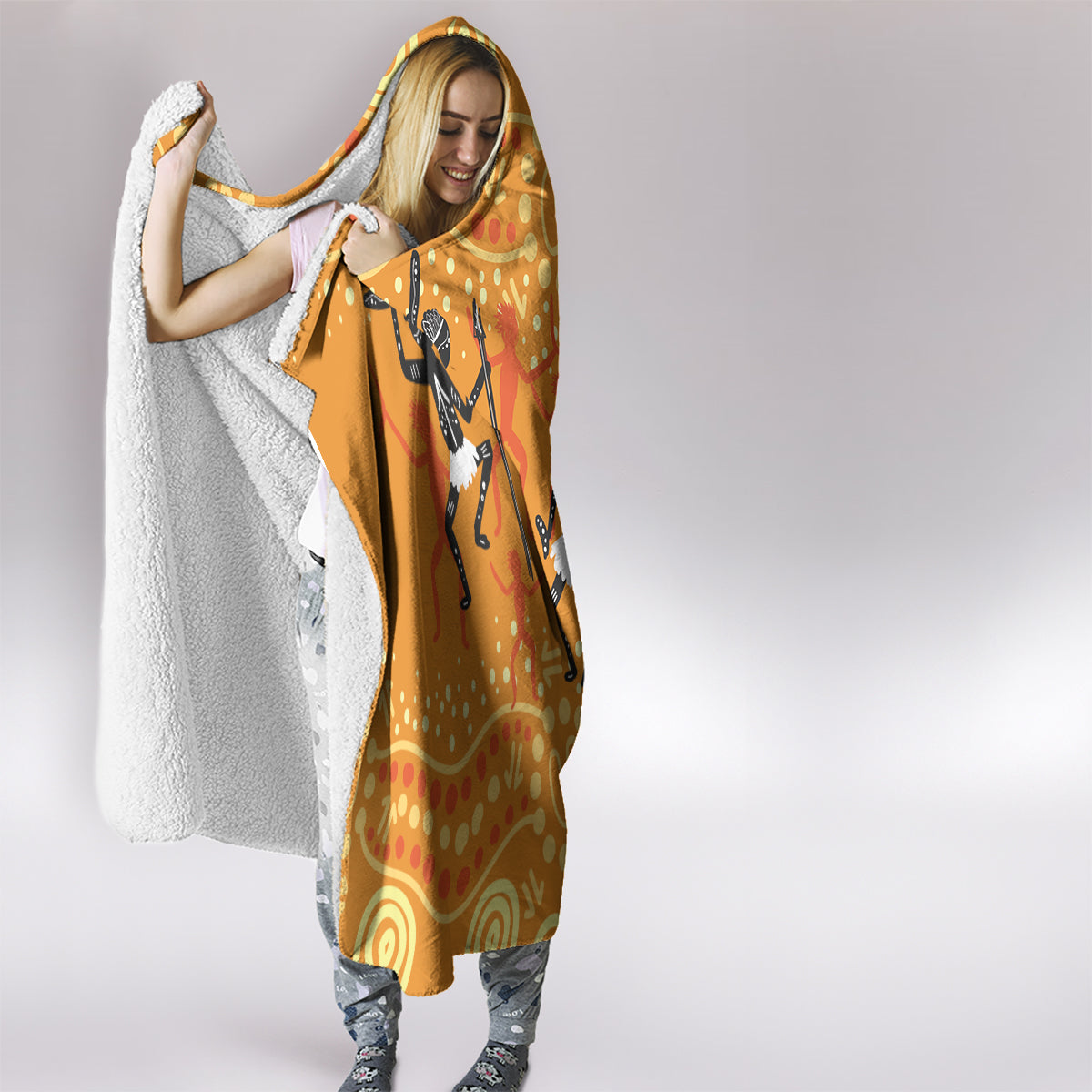 Aboriginal People Dancing Dot Styles Hooded Blanket