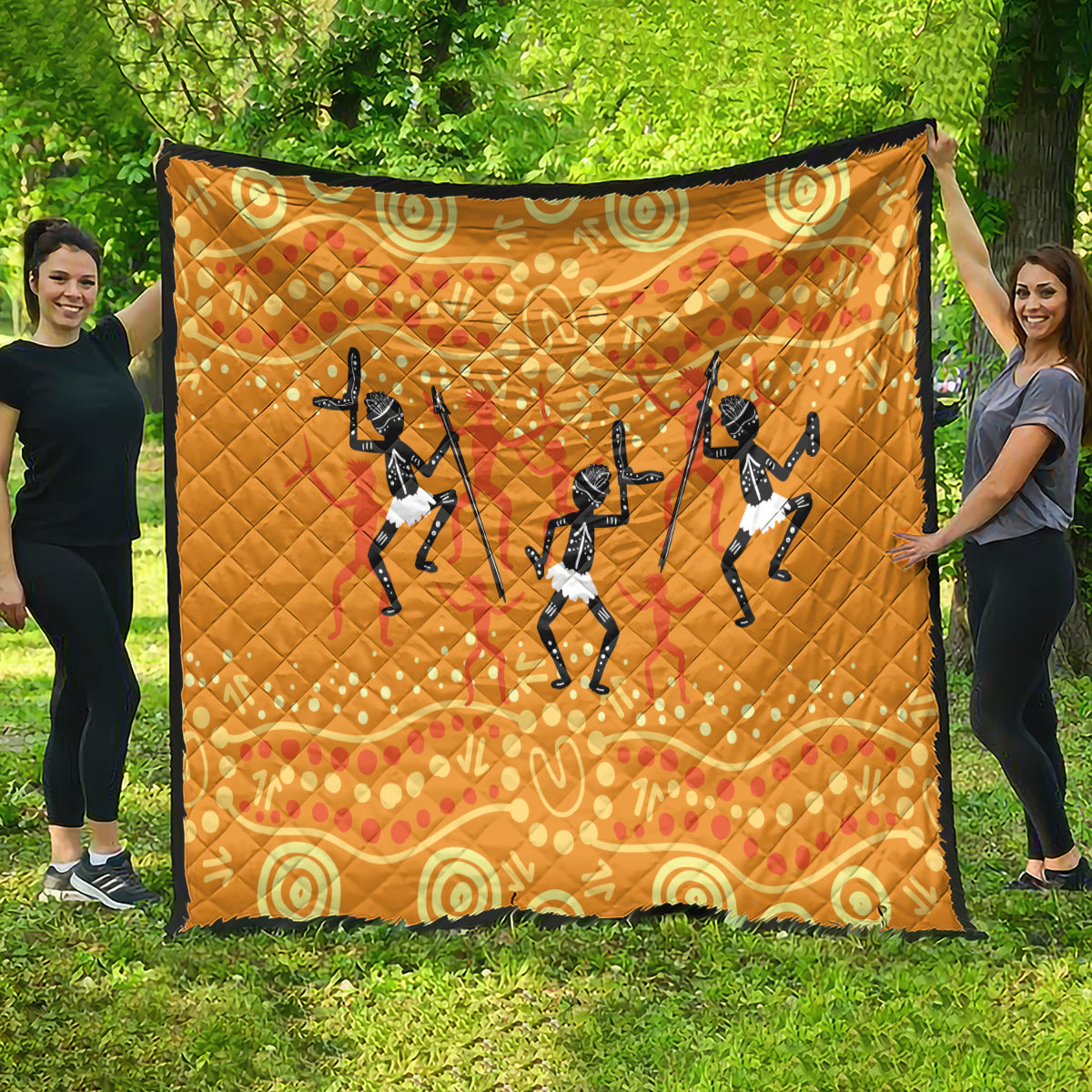 Aboriginal People Dancing Dot Styles Quilt