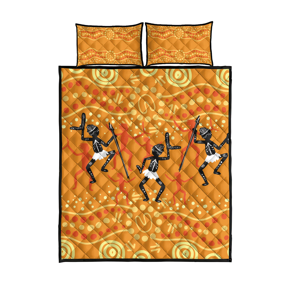 Aboriginal People Dancing Dot Styles Quilt Bed Set