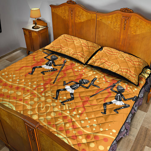 Aboriginal People Dancing Dot Styles Quilt Bed Set