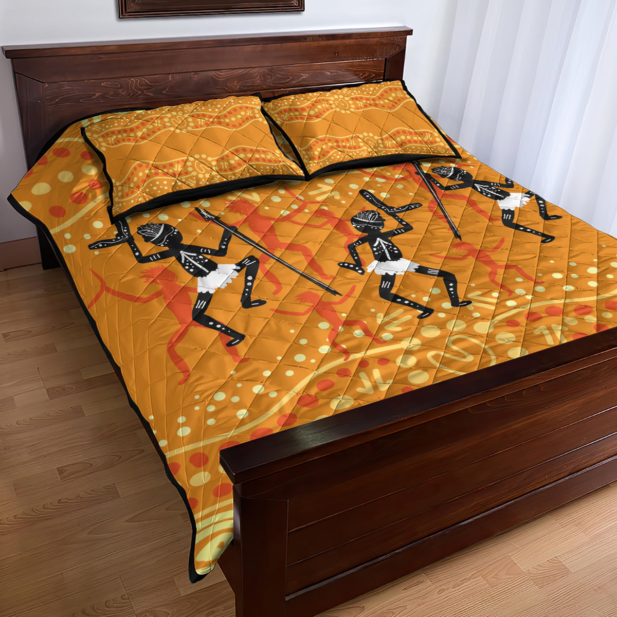 Aboriginal People Dancing Dot Styles Quilt Bed Set