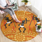 Aboriginal People Dancing Dot Styles Round Carpet