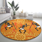 Aboriginal People Dancing Dot Styles Round Carpet
