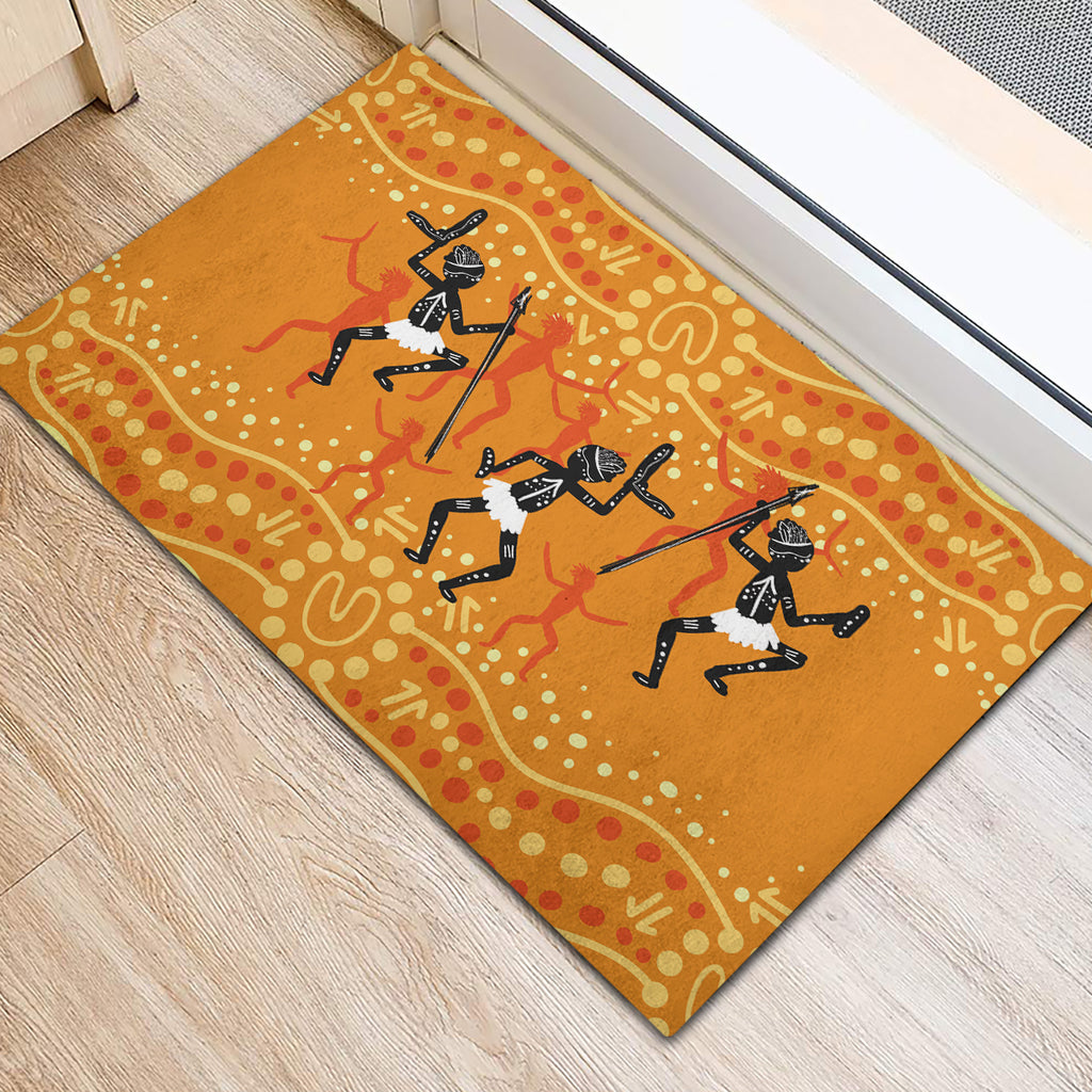 Aboriginal People Dancing Dot Styles Rubber Doormat