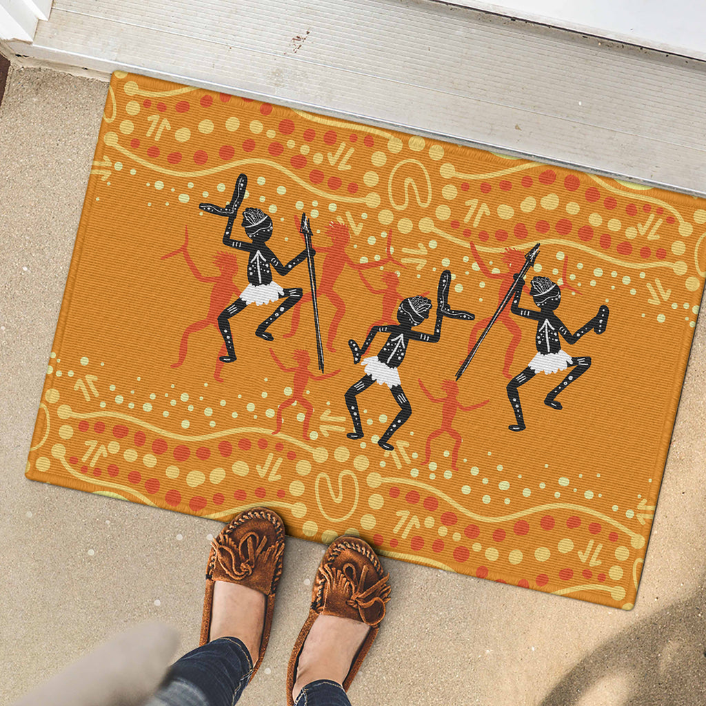 Aboriginal People Dancing Dot Styles Rubber Doormat