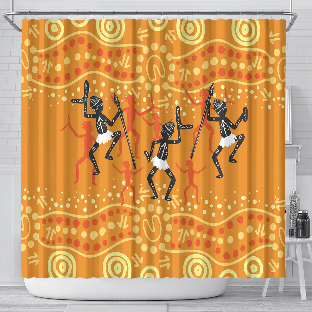 Aboriginal People Dancing Dot Styles Shower Curtain