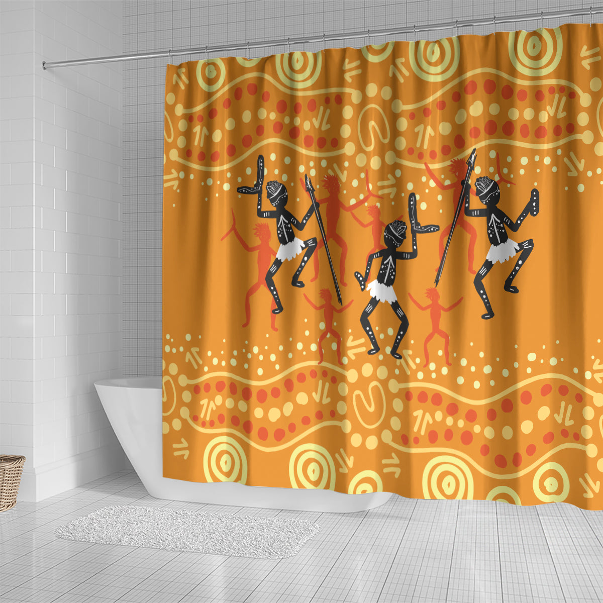 Aboriginal People Dancing Dot Styles Shower Curtain