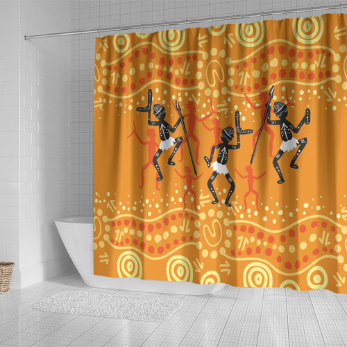 Aboriginal People Dancing Dot Styles Shower Curtain
