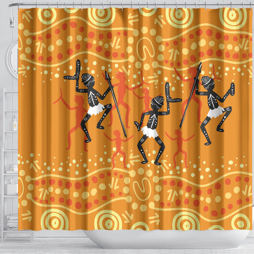 Aboriginal People Dancing Dot Styles Shower Curtain