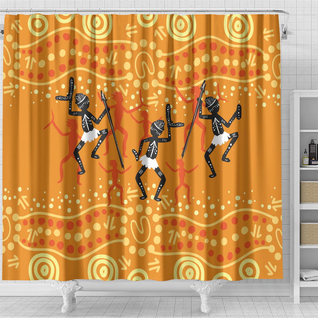 Aboriginal People Dancing Dot Styles Shower Curtain