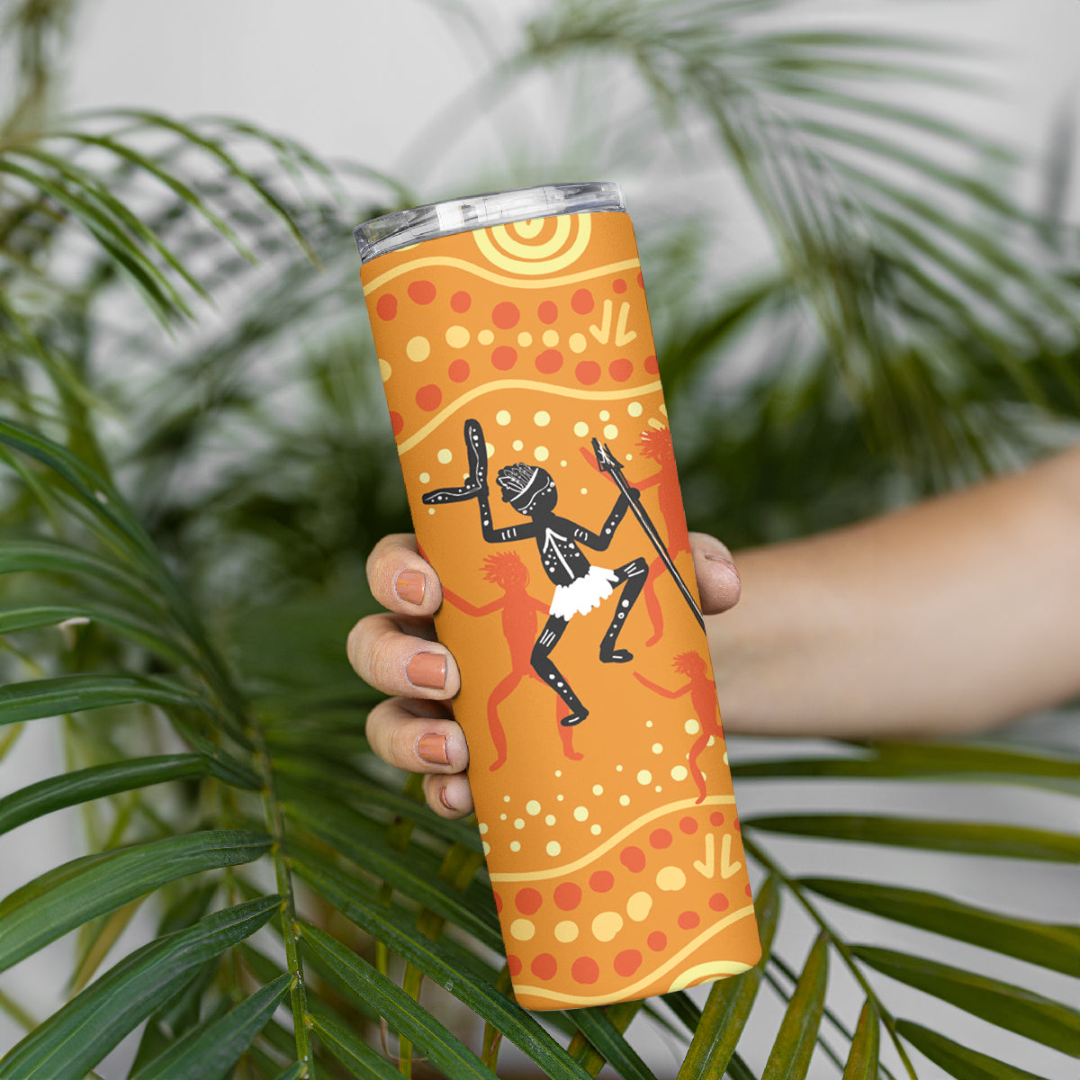 Aboriginal People Dancing Dot Styles Skinny Tumbler