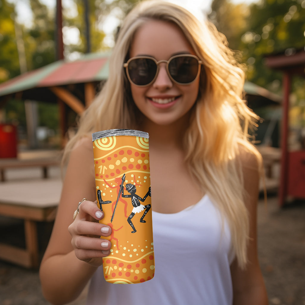 Aboriginal People Dancing Dot Styles Skinny Tumbler