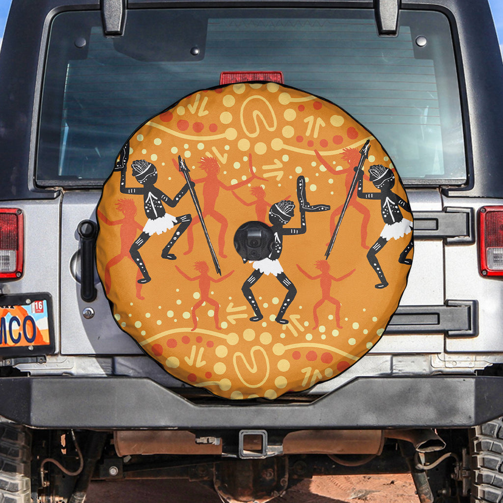 Aboriginal People Dancing Dot Styles Spare Tire Cover