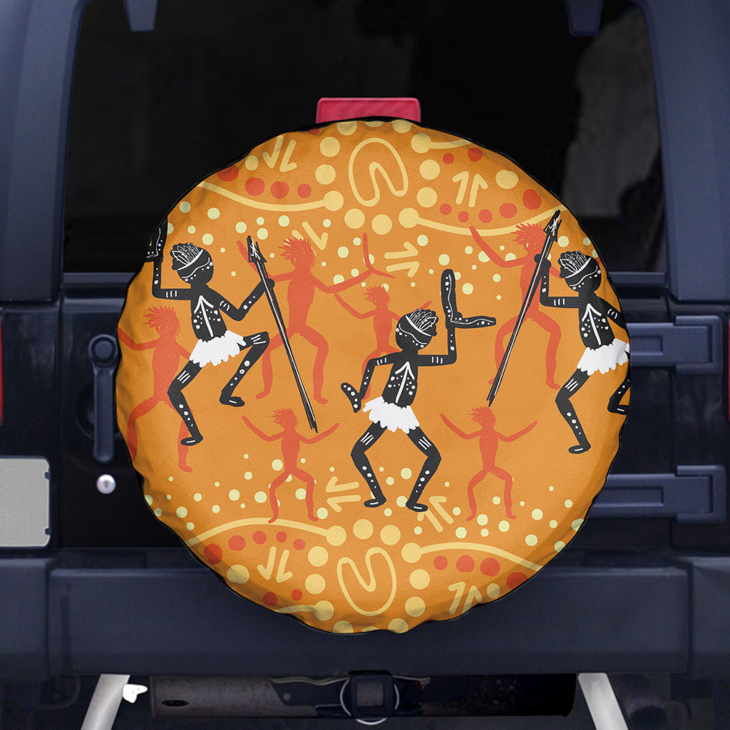 Aboriginal People Dancing Dot Styles Spare Tire Cover