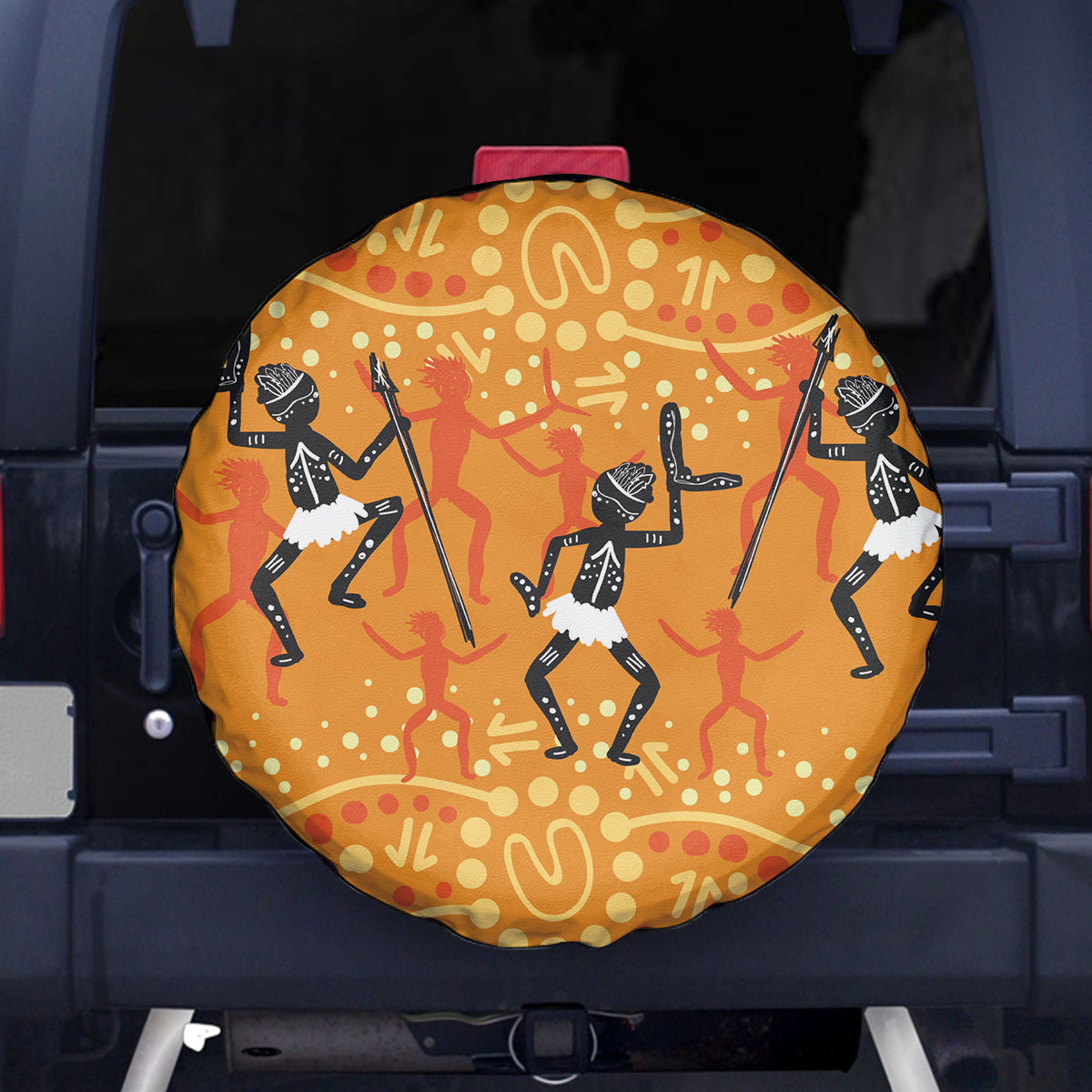 Aboriginal People Dancing Dot Styles Spare Tire Cover