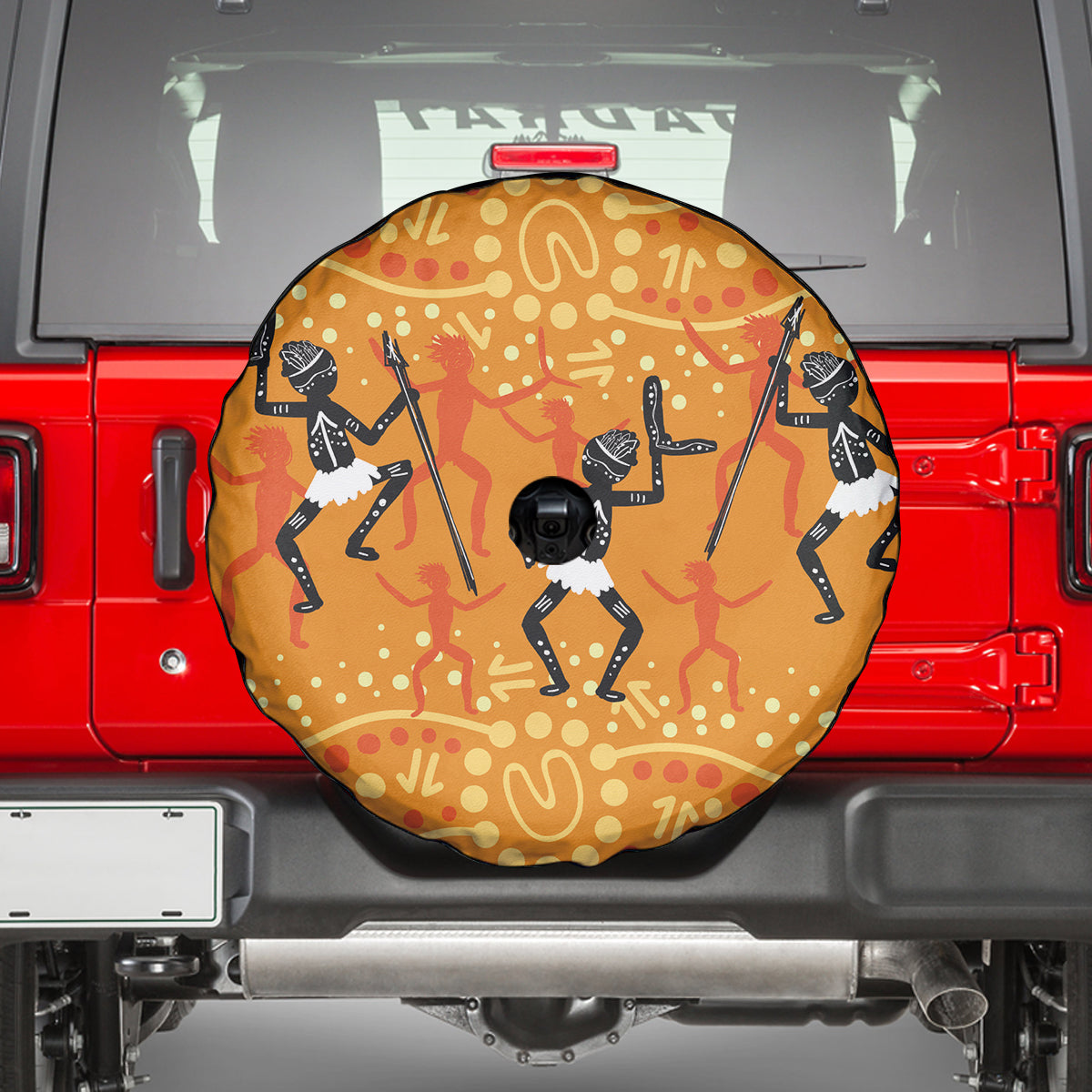 Aboriginal People Dancing Dot Styles Spare Tire Cover
