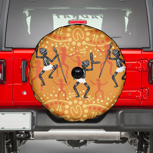Aboriginal People Dancing Dot Styles Spare Tire Cover