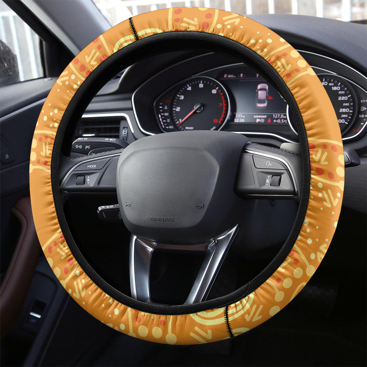 Aboriginal People Dancing Dot Styles Steering Wheel Cover