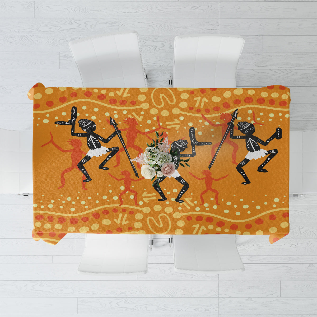 Aboriginal People Dancing Dot Styles Tablecloth