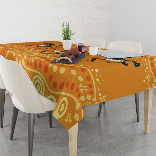 Aboriginal People Dancing Dot Styles Tablecloth