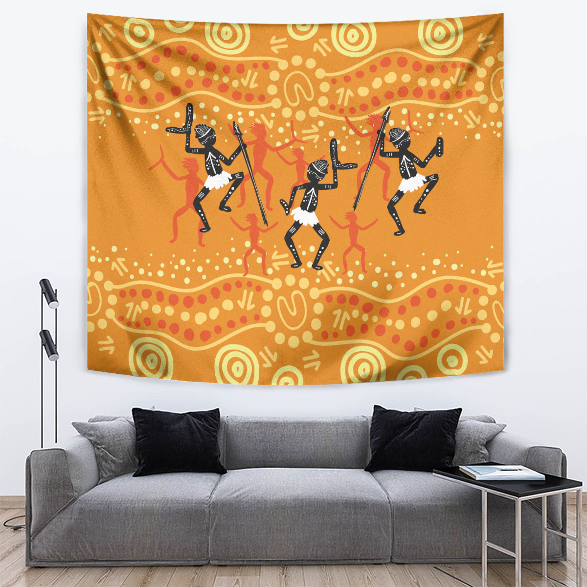 Aboriginal People Dancing Dot Styles Tapestry