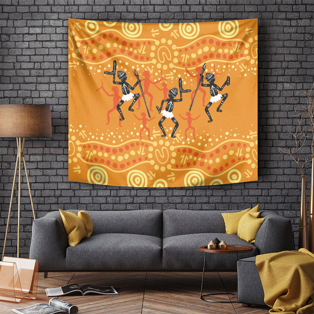 Aboriginal People Dancing Dot Styles Tapestry