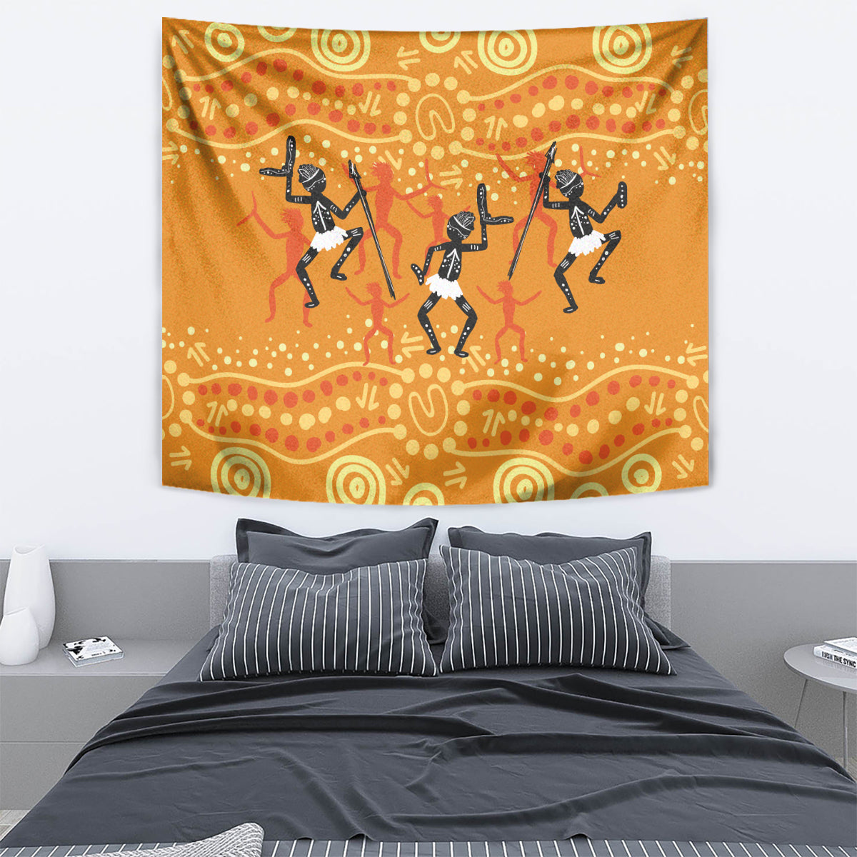 Aboriginal People Dancing Dot Styles Tapestry