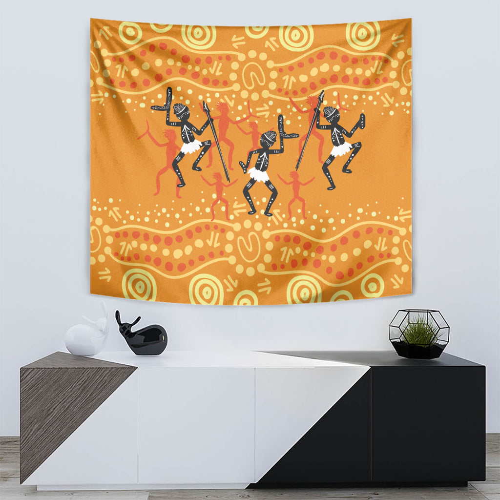 Aboriginal People Dancing Dot Styles Tapestry