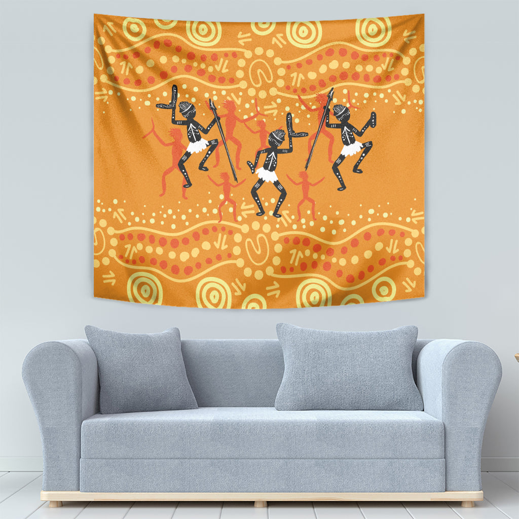 Aboriginal People Dancing Dot Styles Tapestry