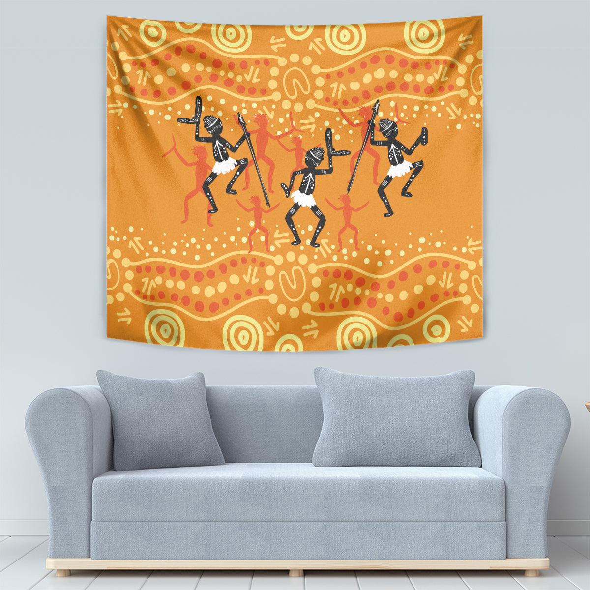Aboriginal People Dancing Dot Styles Tapestry