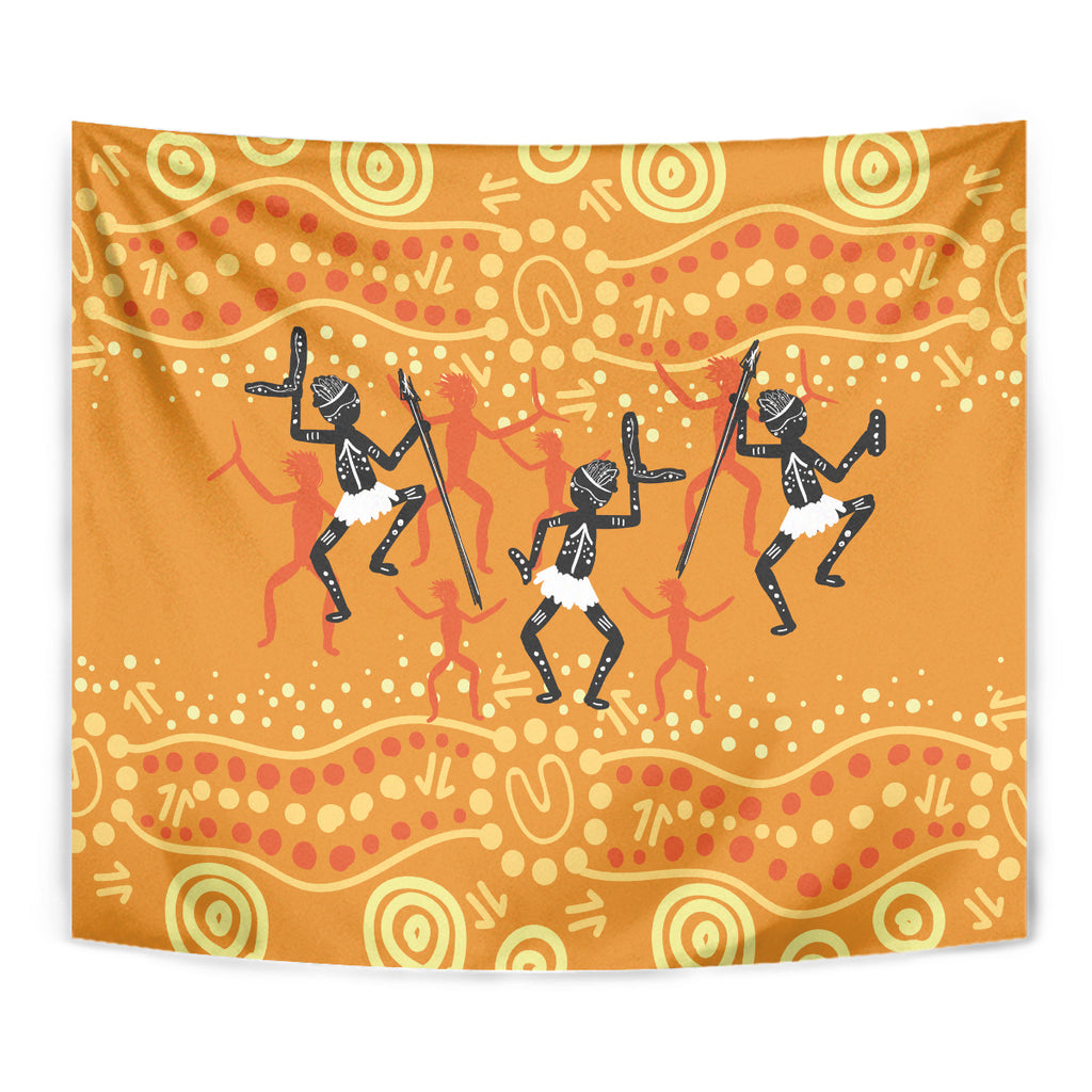 Aboriginal People Dancing Dot Styles Tapestry