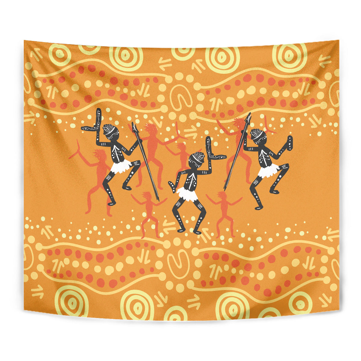 Aboriginal People Dancing Dot Styles Tapestry