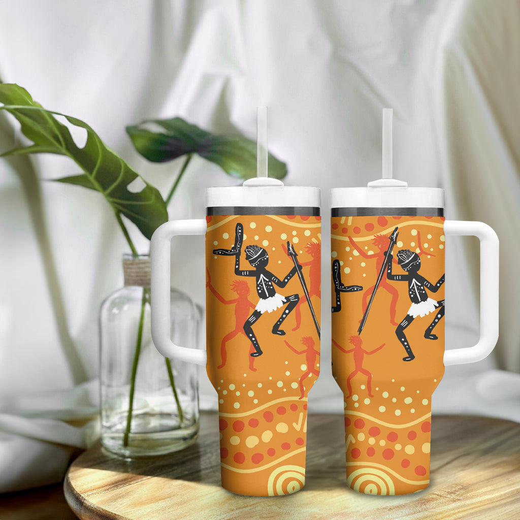 Aboriginal People Dancing Dot Styles Tumbler With Handle