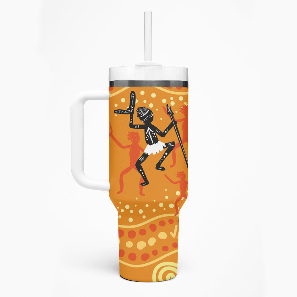 Aboriginal People Dancing Dot Styles Tumbler With Handle