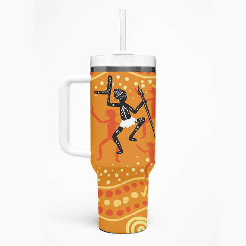 Aboriginal People Dancing Dot Styles Tumbler With Handle